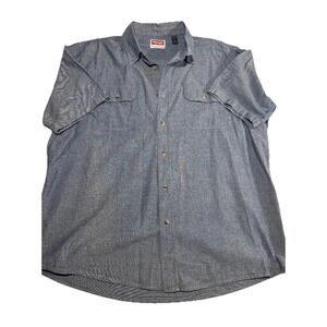 Wrangler Premium Men's XL Short Sleeve Chambray‎ Button Up Shirt 100% Cotton